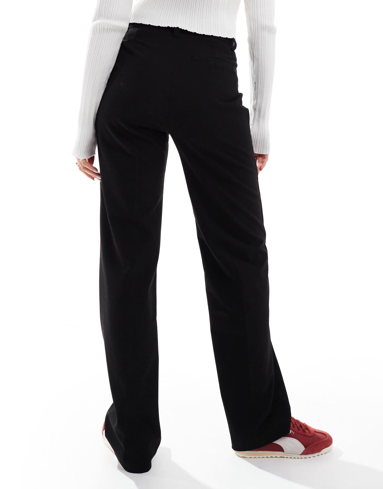 Pull&Bear high waisted tailored trouser in black