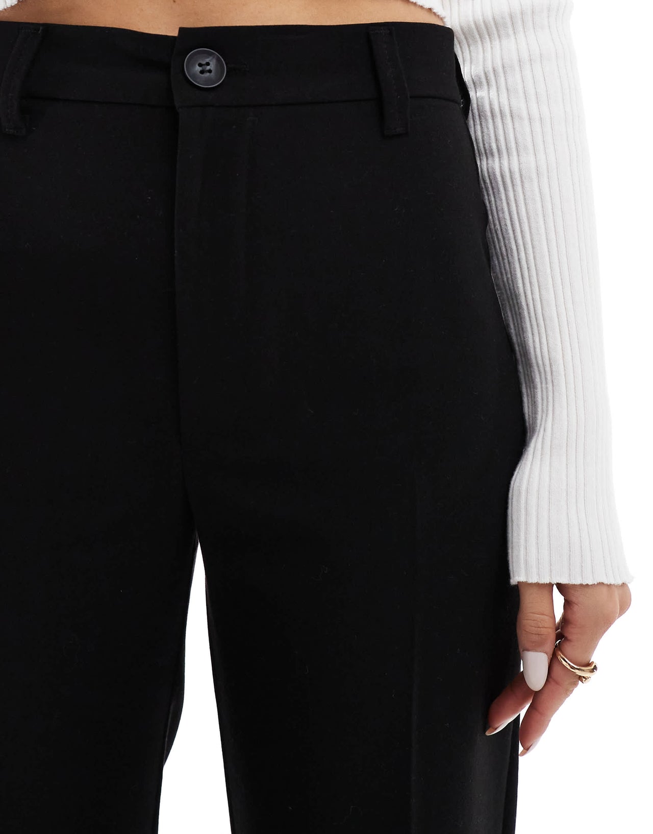 Pull&Bear high waisted tailored trouser in black