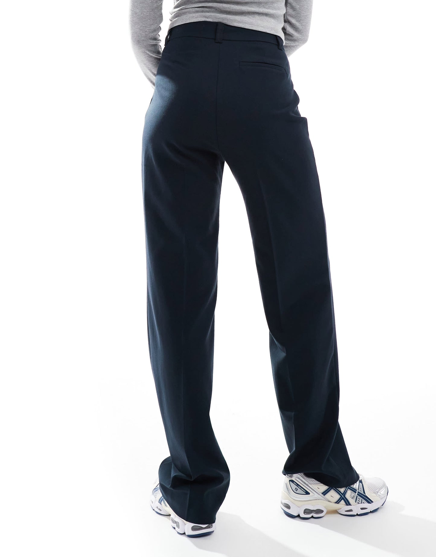 Pull&Bear high waisted tailored trouser in navy