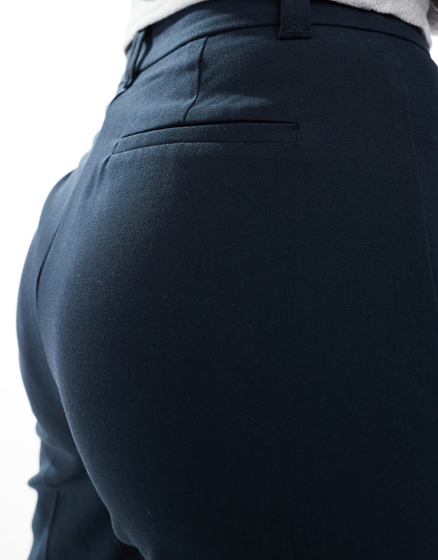 Pull&Bear high waisted tailored trouser in navy