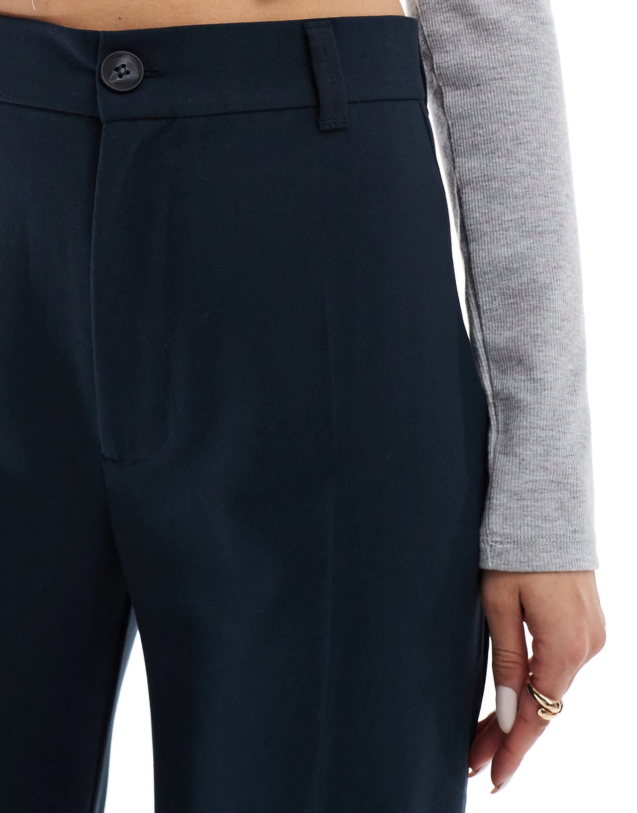 Pull&Bear high waisted tailored trouser in navy