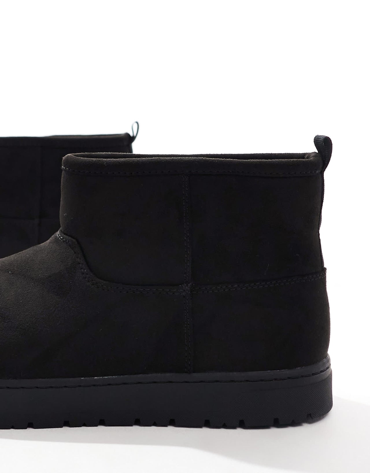 Pull&Bear fur lined faux suede boot in black