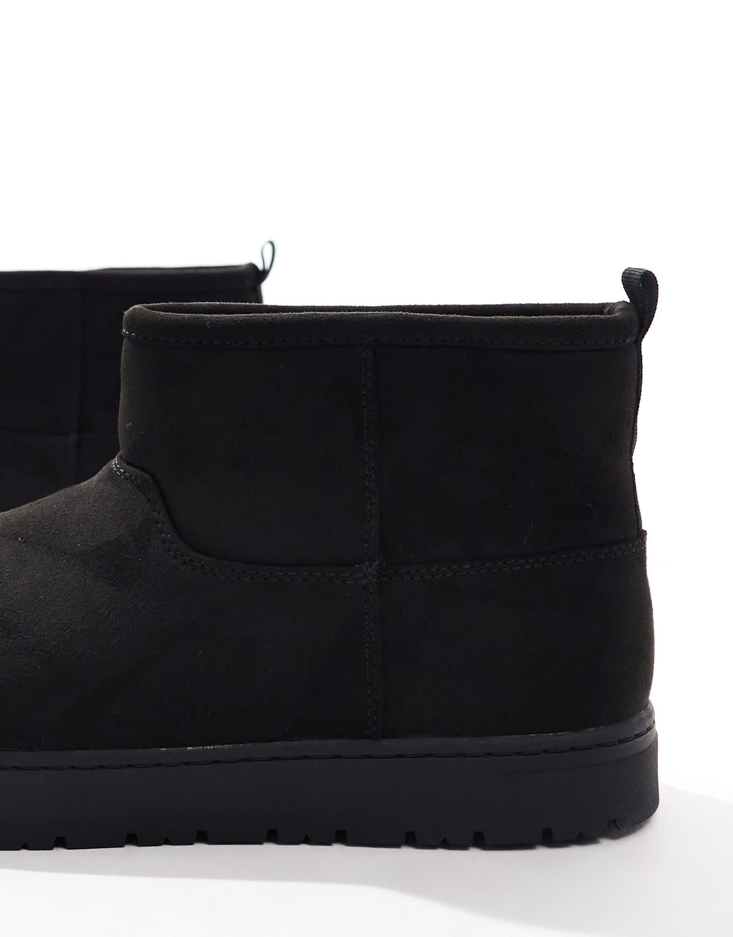 Pull&Bear fur lined faux suede boot in black