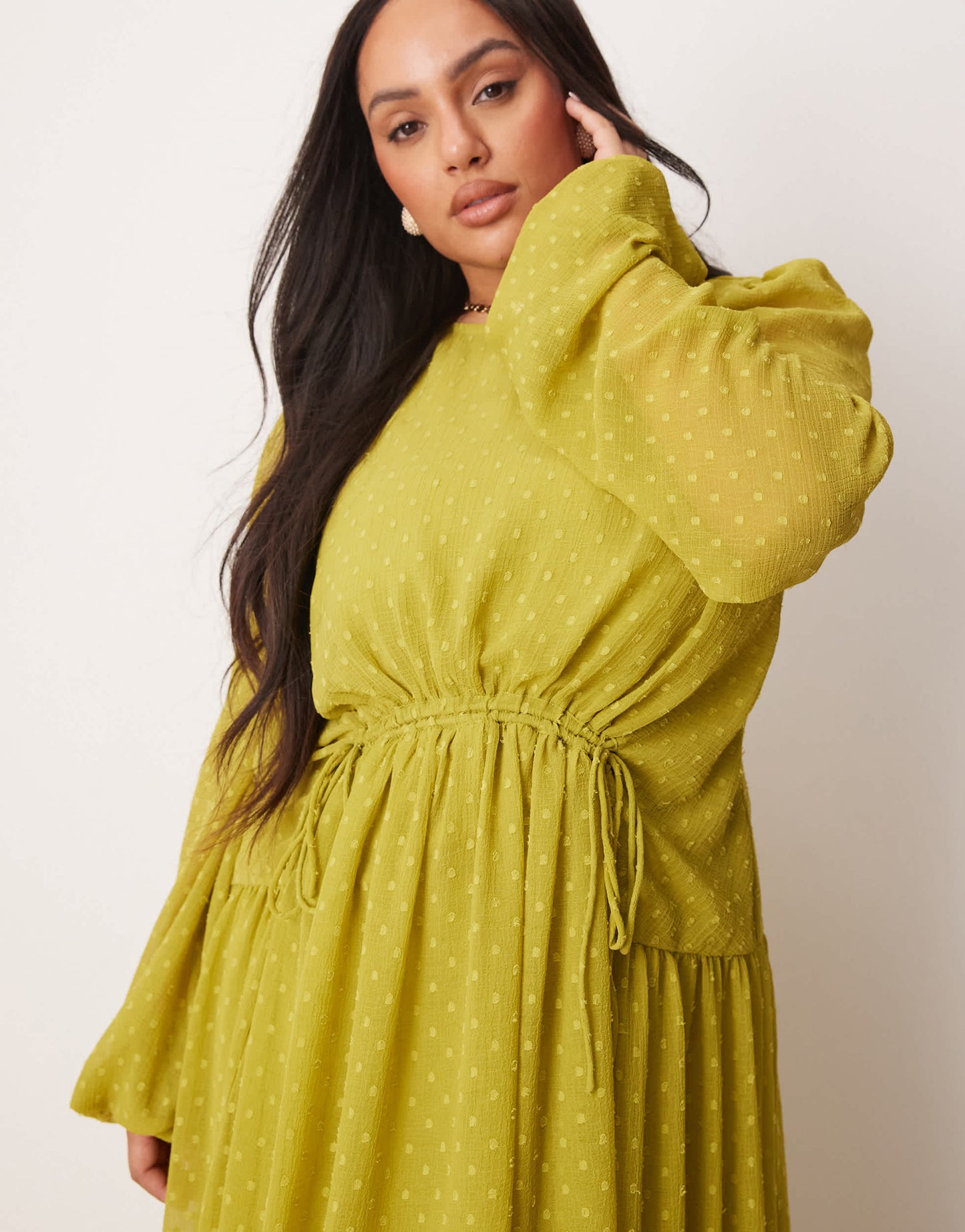 ASOS DESIGN Curve dobby channel detail maxi dress in pale green