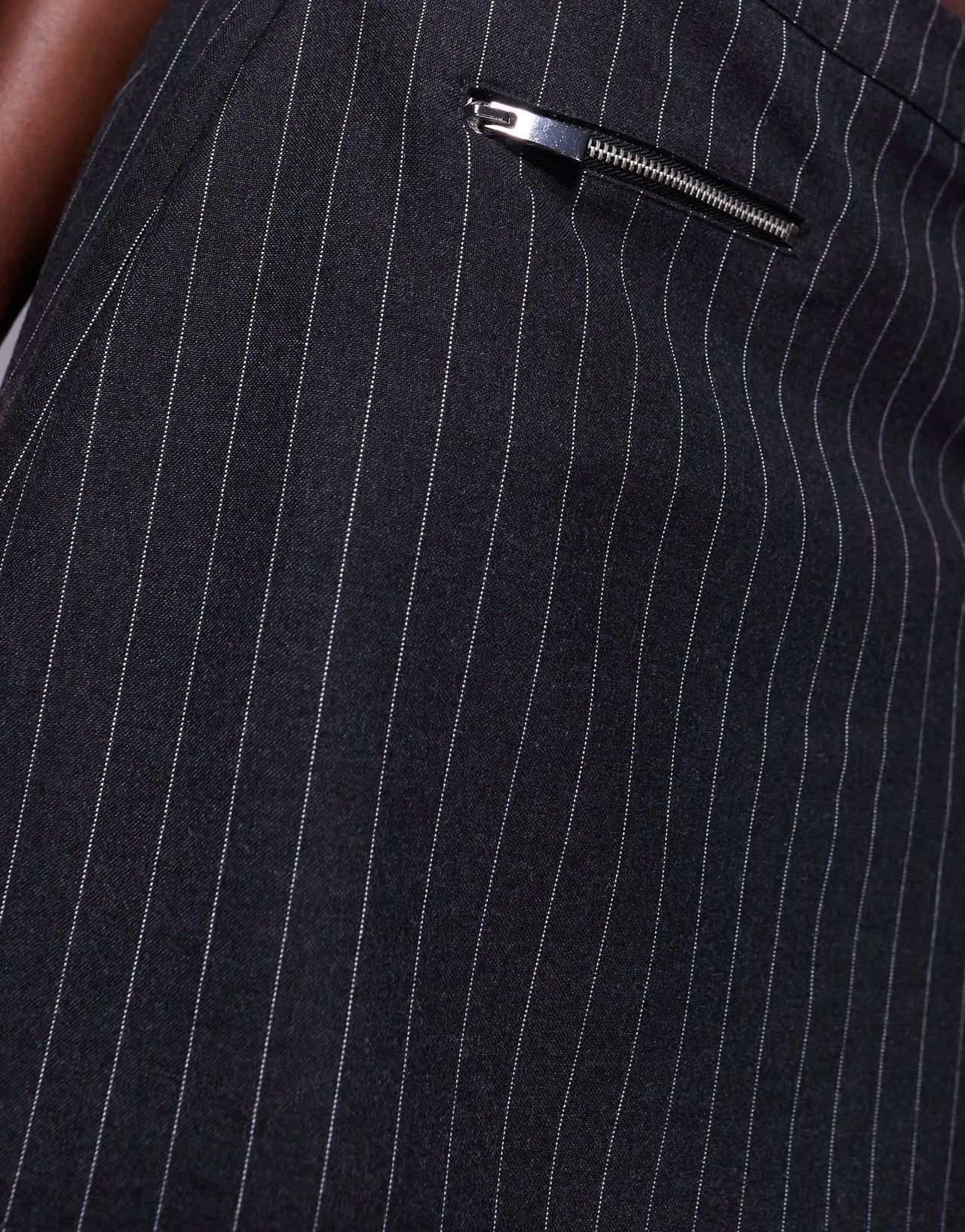 ASOS DEISGN zip pocket pelmet mini skirt in grey pinstripe