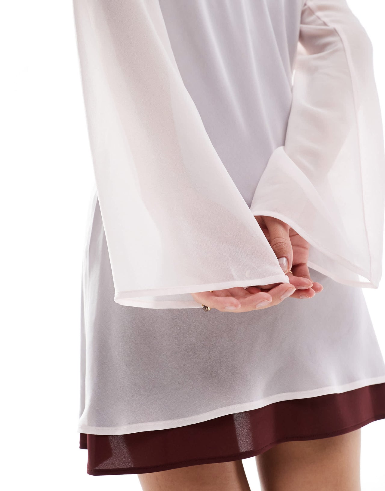 ASOS DESIGN chiffon angel sleeve double layer mini dress in pink