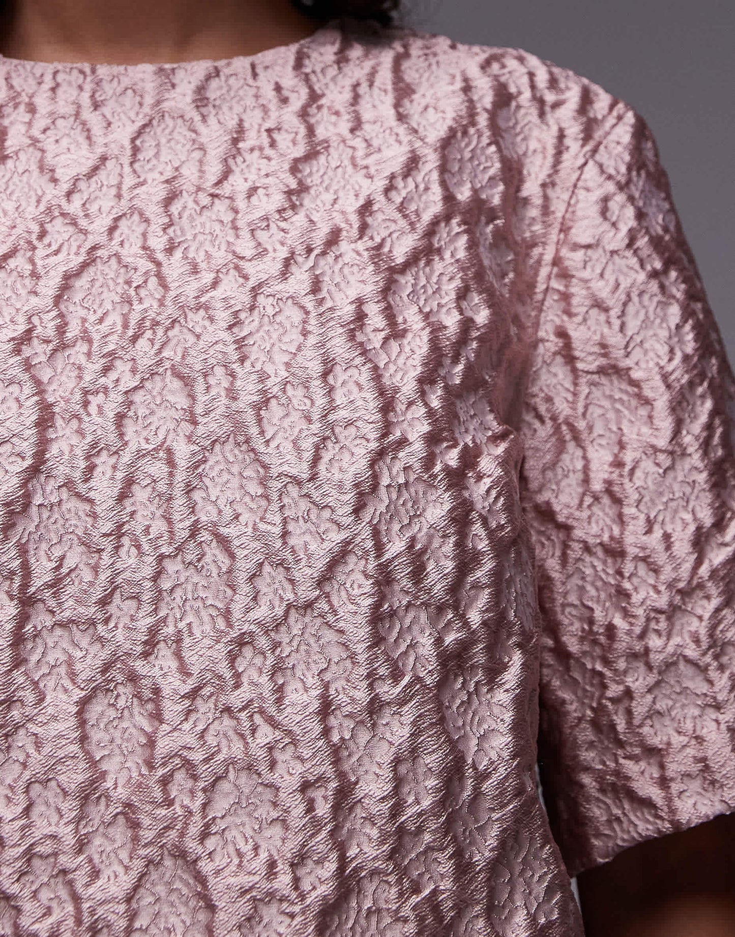 ARKET textured metallic jacquard oversized t-shirt top in pink