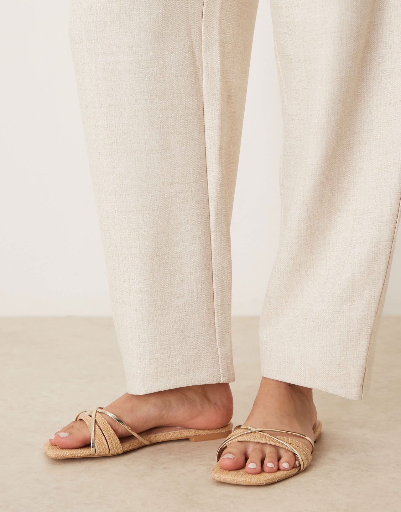 ASOS DESIGN tailored textured barrel trousers with tab detail in neutral
