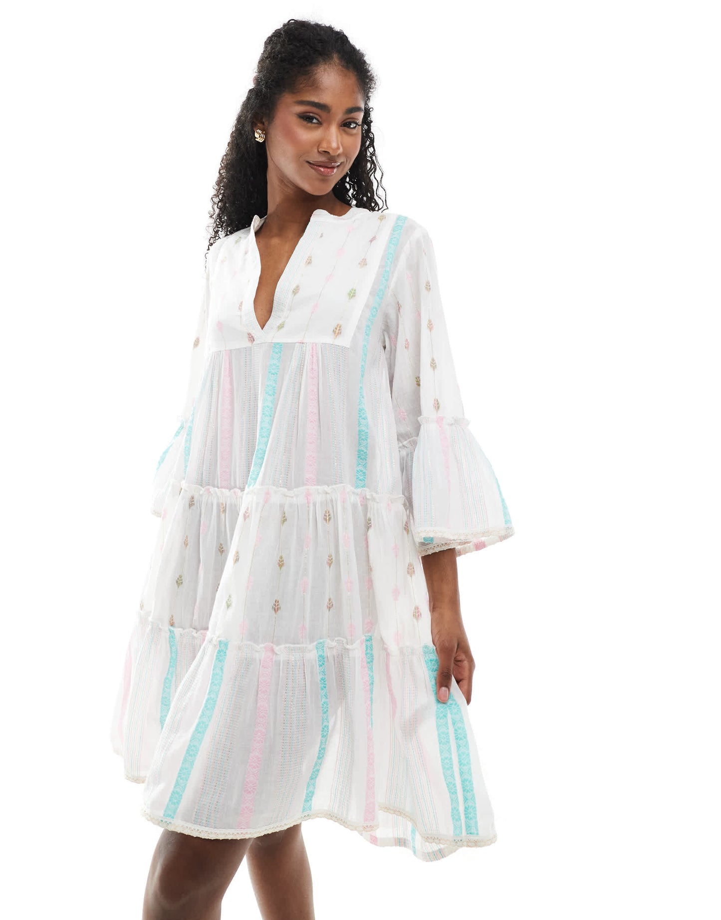 Accesorize tierred smock dress in multi