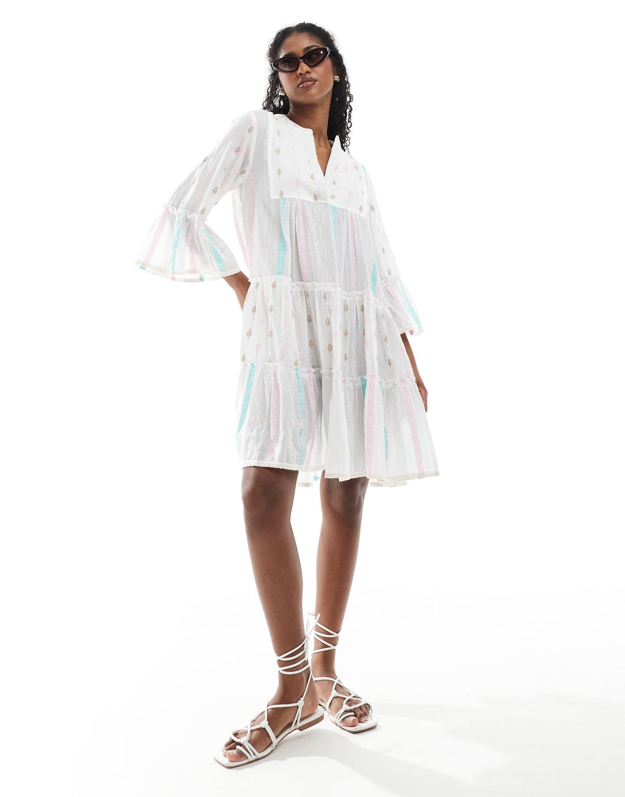 Accesorize tierred smock dress in multi