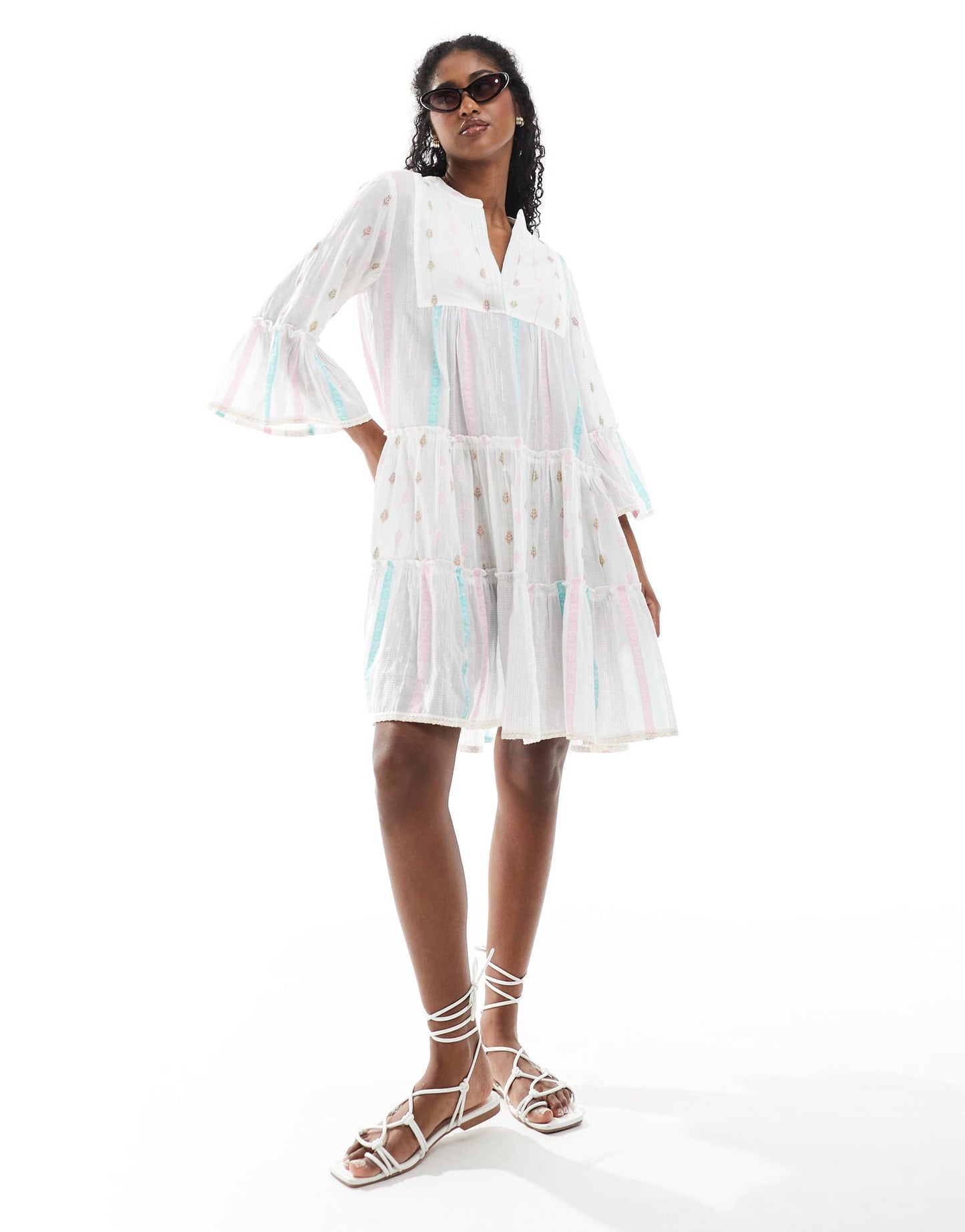 Accesorize tierred smock dress in multi