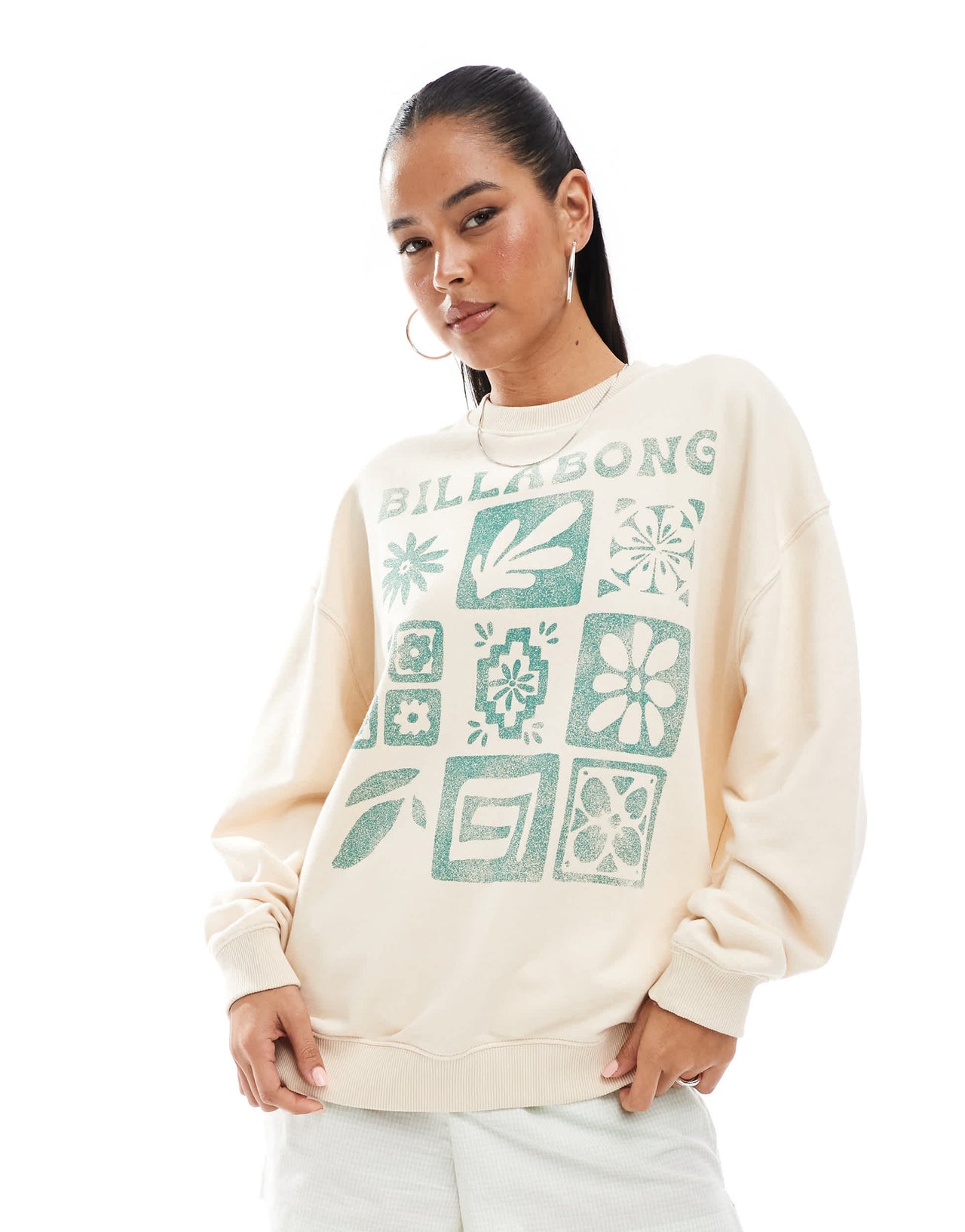 Billabong long sleeve sweatshirt in cream