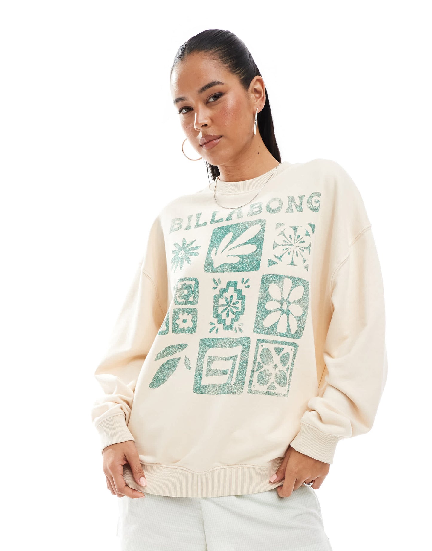 Billabong long sleeve sweatshirt in cream
