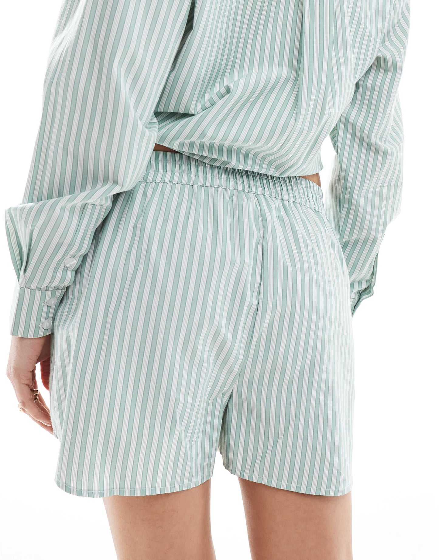 Brave Soul Co-ord pull on shorts in green stripe