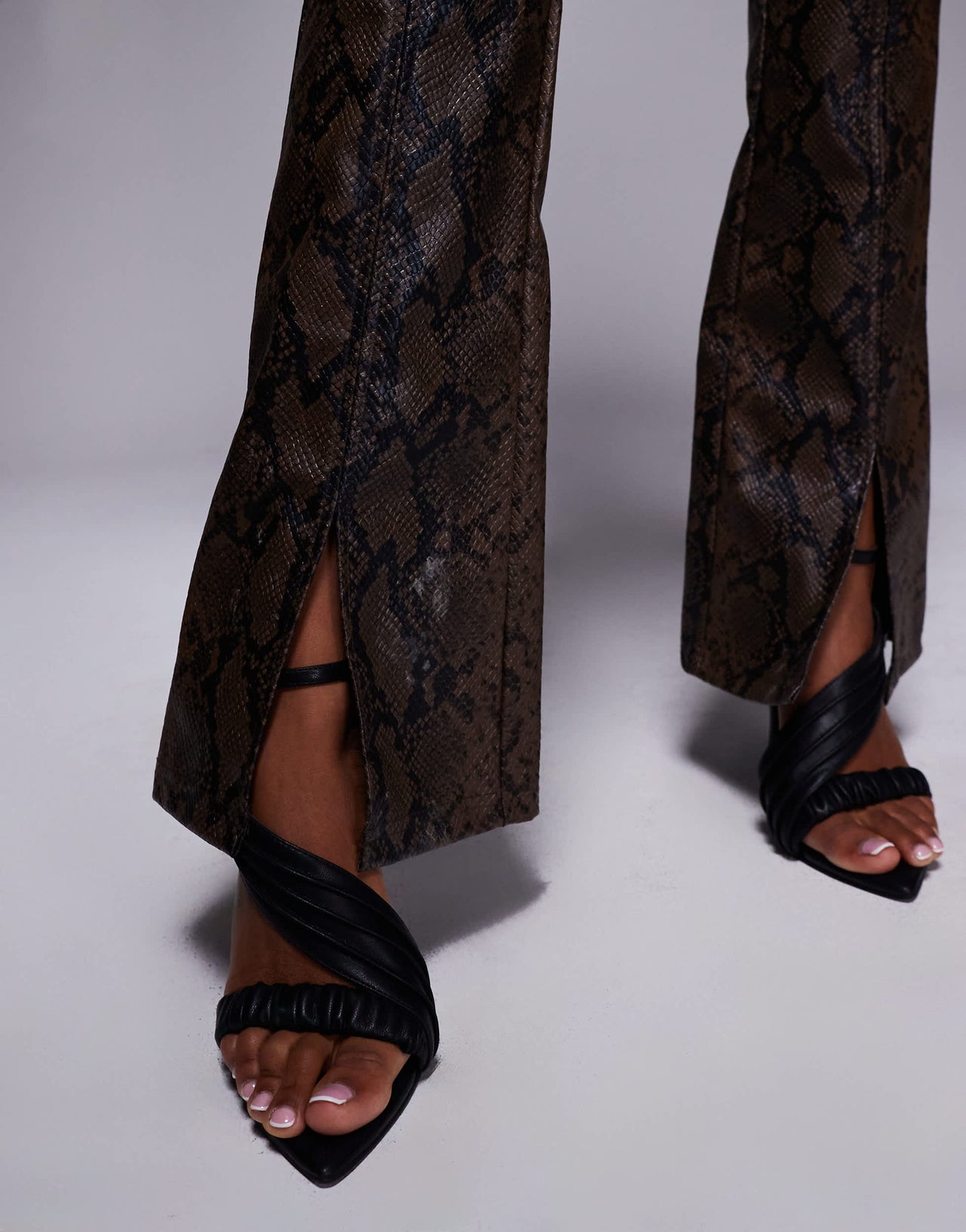 New look leather look wide leg trouser co-ord in snake print