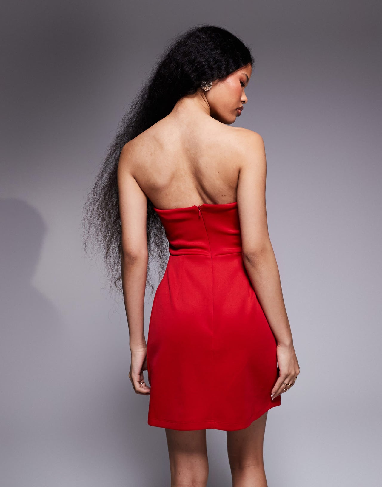 New Look Petite bow detail bandeau mini dress in red