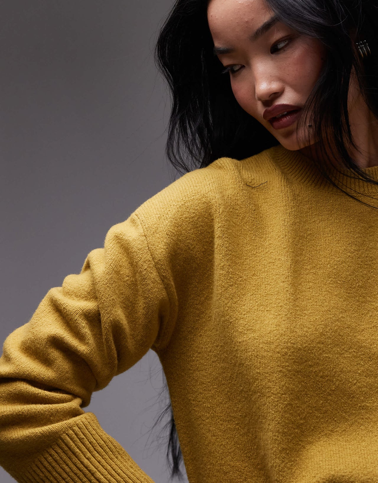 & Other Stories crew neck jumper in mixed olive exclusive to ASOS