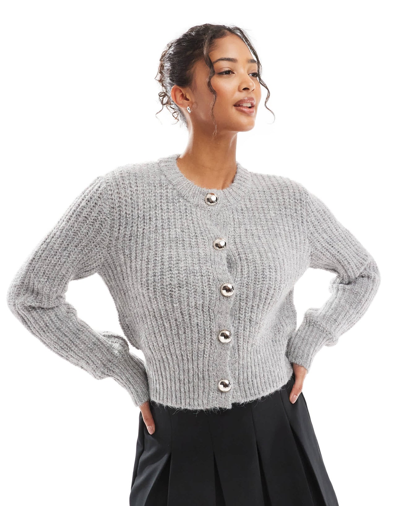 Bershka chunky cardigan in grey