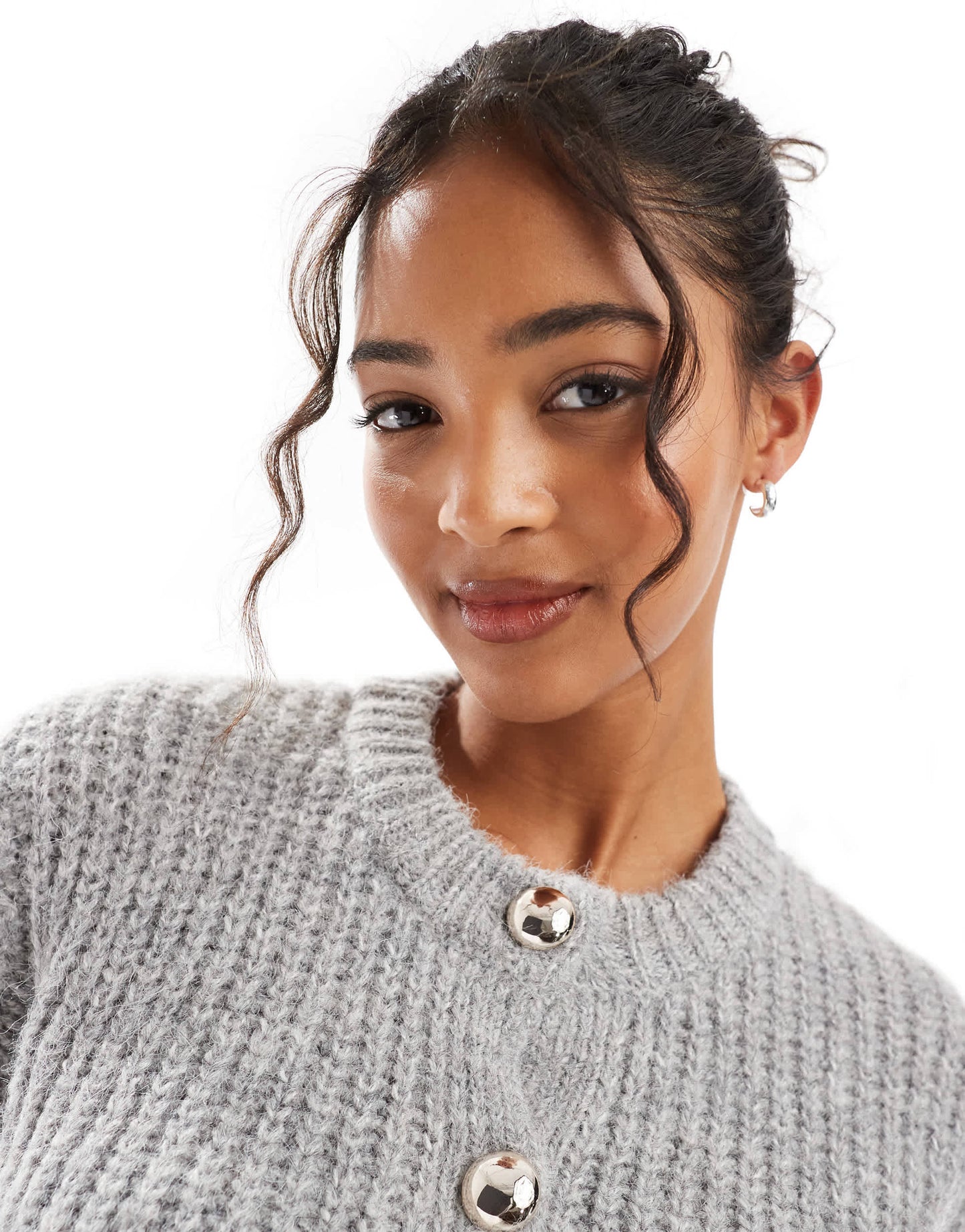 Bershka chunky cardigan in grey