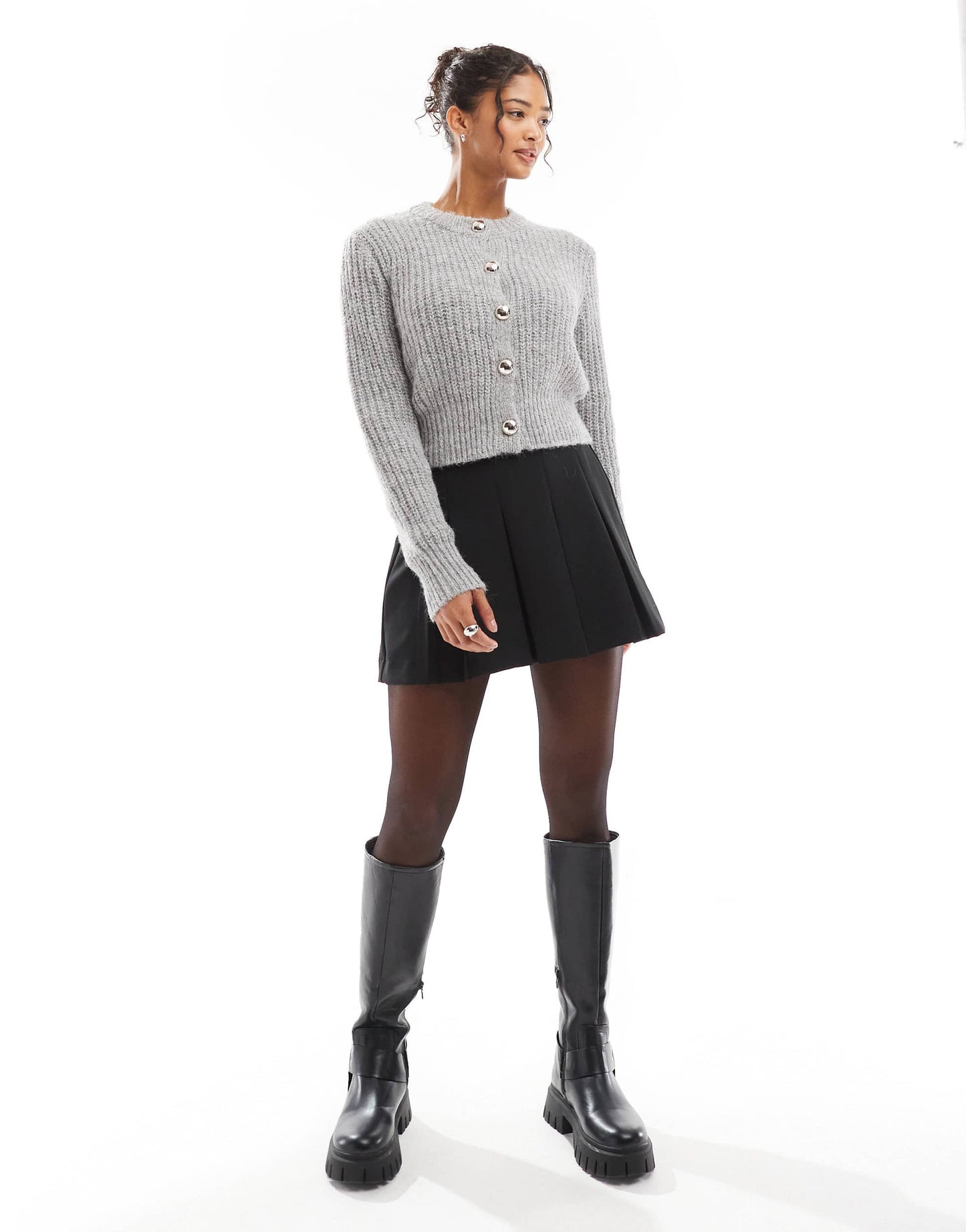 Bershka chunky cardigan in grey