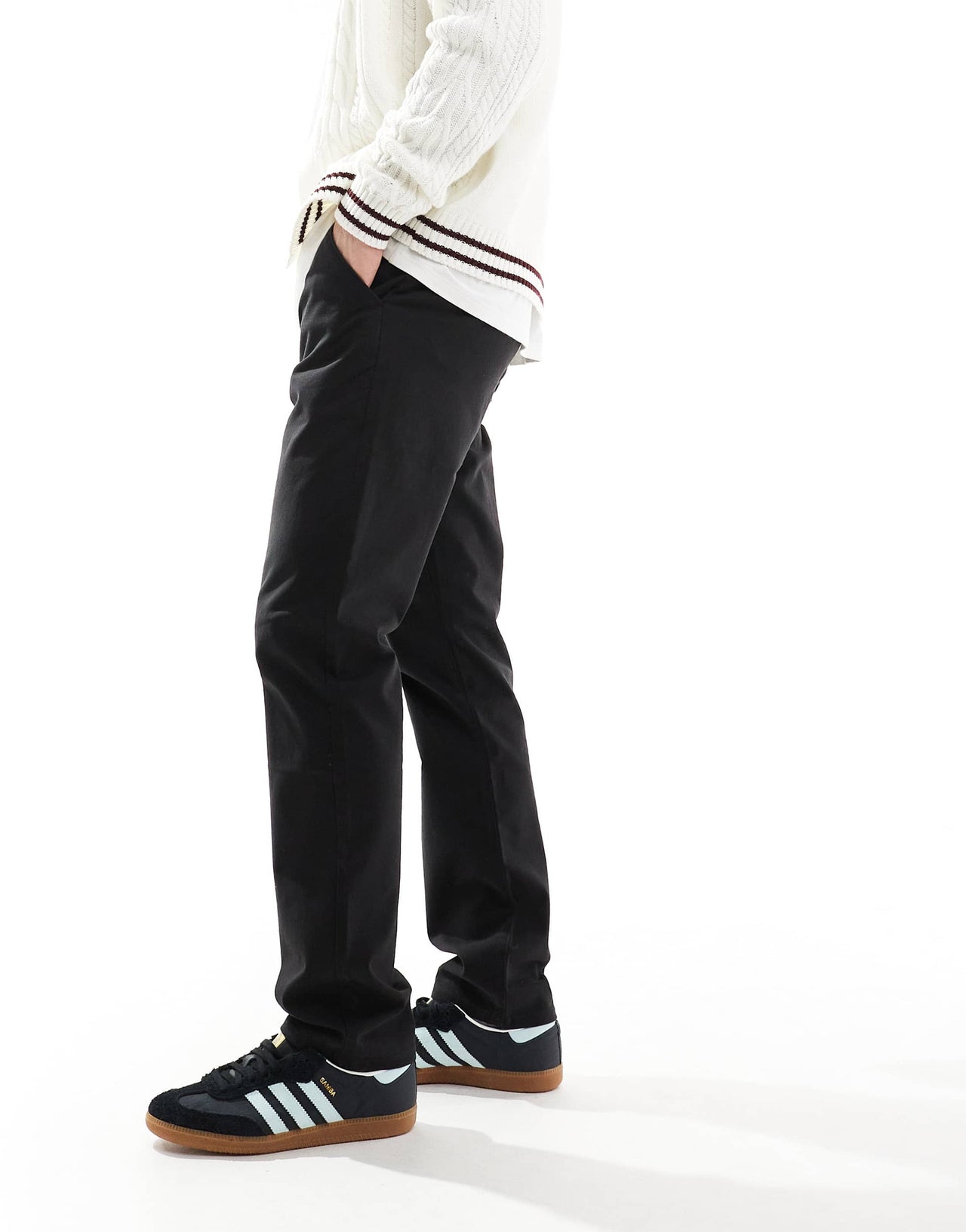 Farah elm slim fit twill chino trousers in black