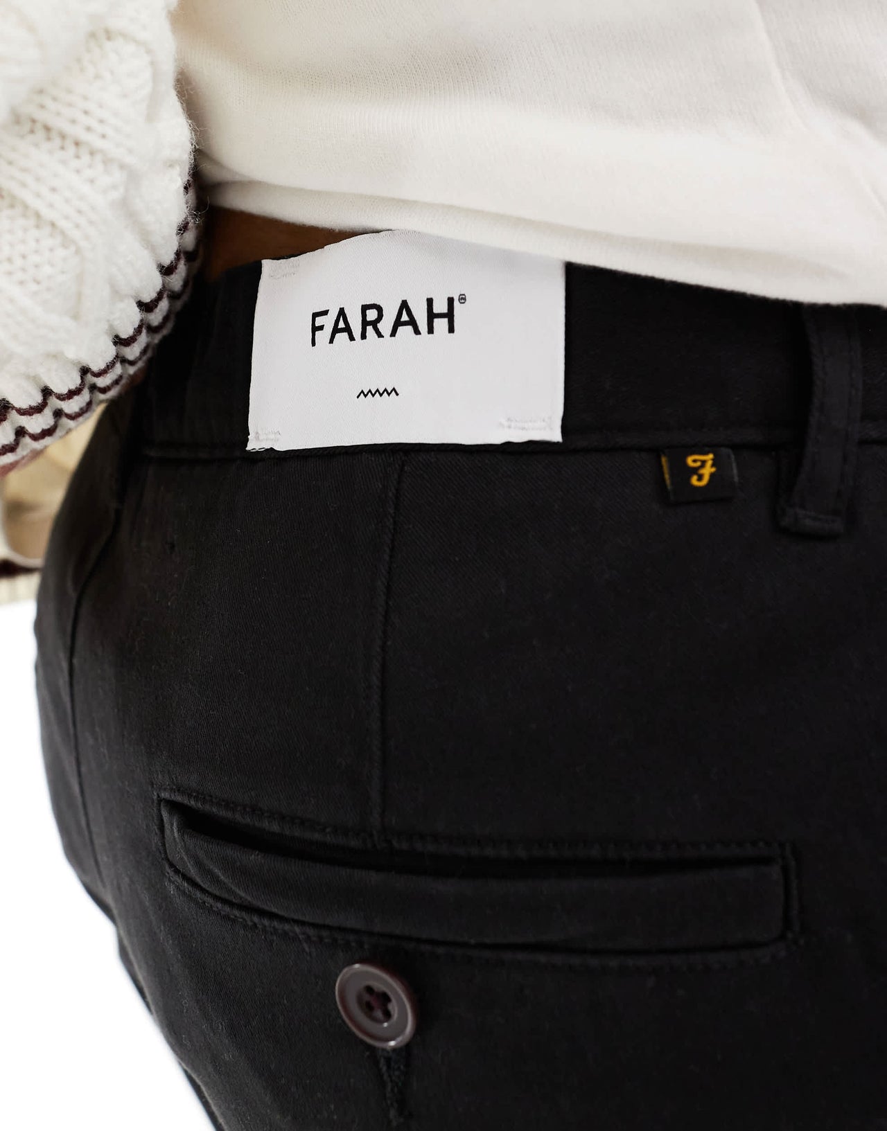 Farah elm slim fit twill chino trousers in black