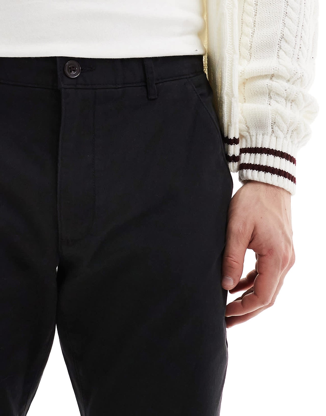 Farah elm slim fit twill chino trousers in black