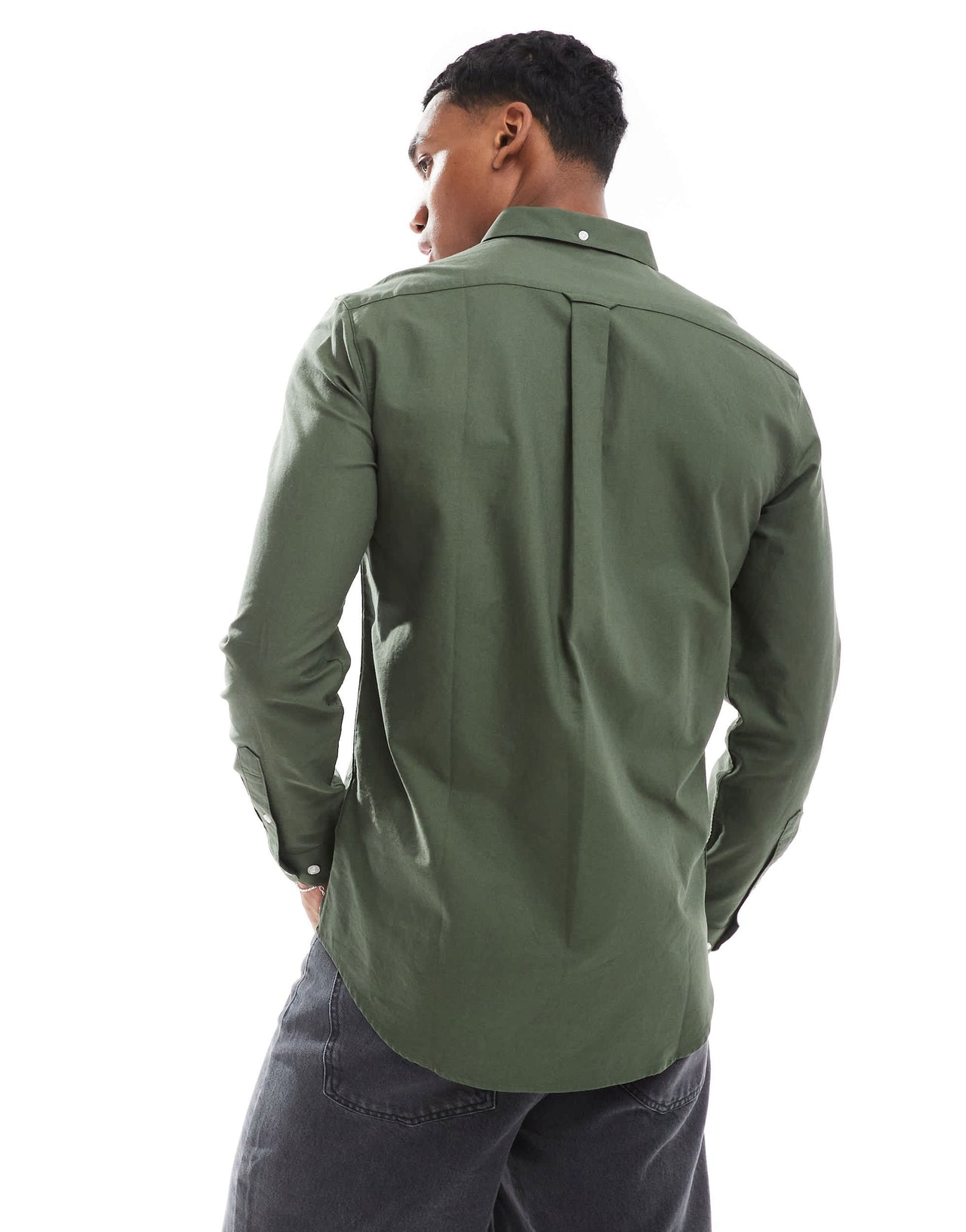 Farah Brewer slim fit long sleeve oxford shirt in forest green