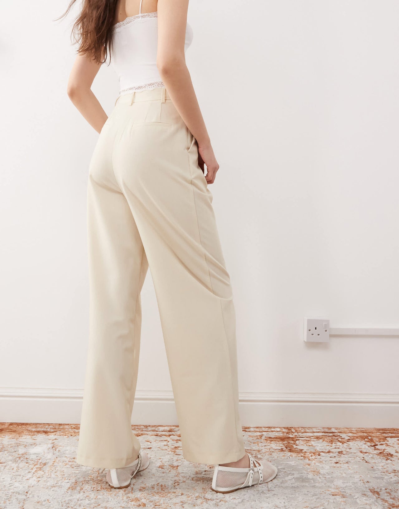 Miss Selfridge essential wide leg trouser in buttermilk