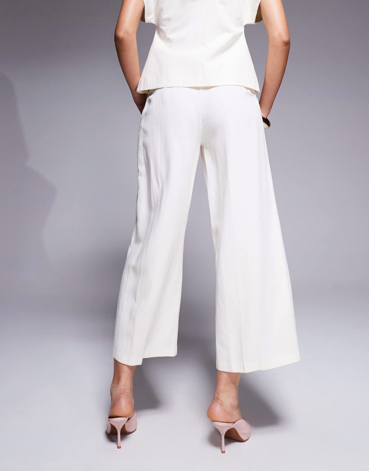 ASOS DESIGN tailored linen culotte trousers co-ord in ivory