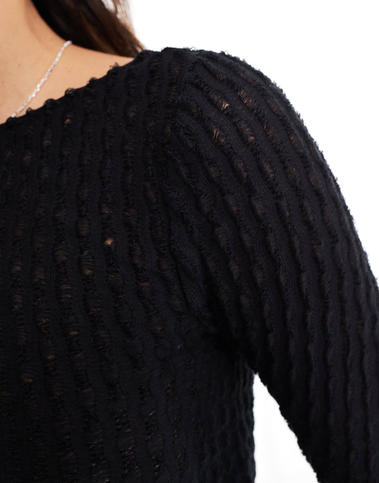 Pull&Bear distressed ladder detail top in black