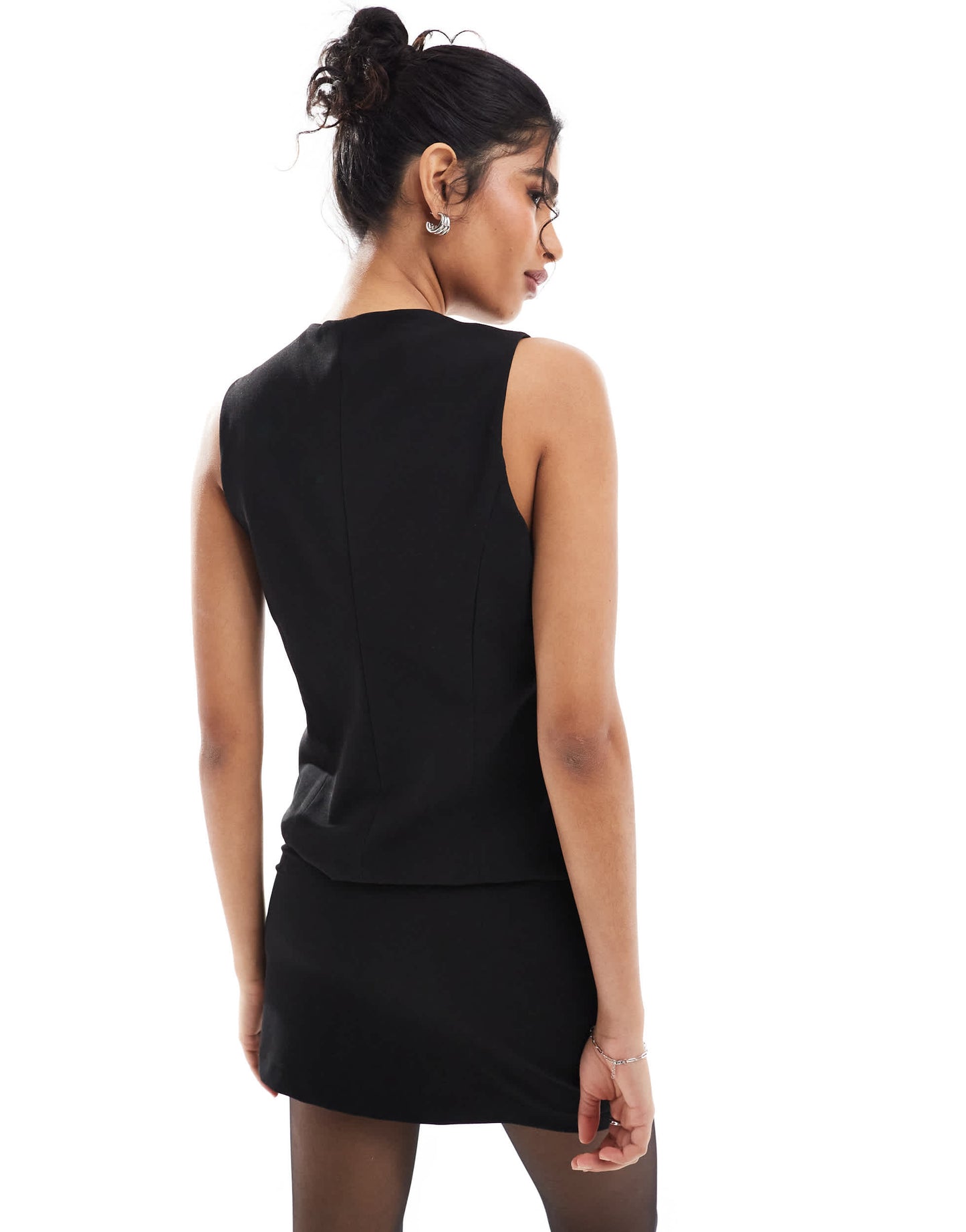 Pull&Bear longline tailored waistcoat co-ord in black