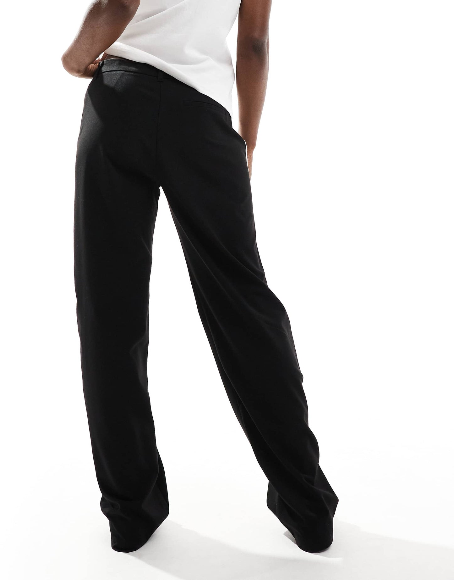 Pull&Bear wide leg trouser with side stripe detail in black