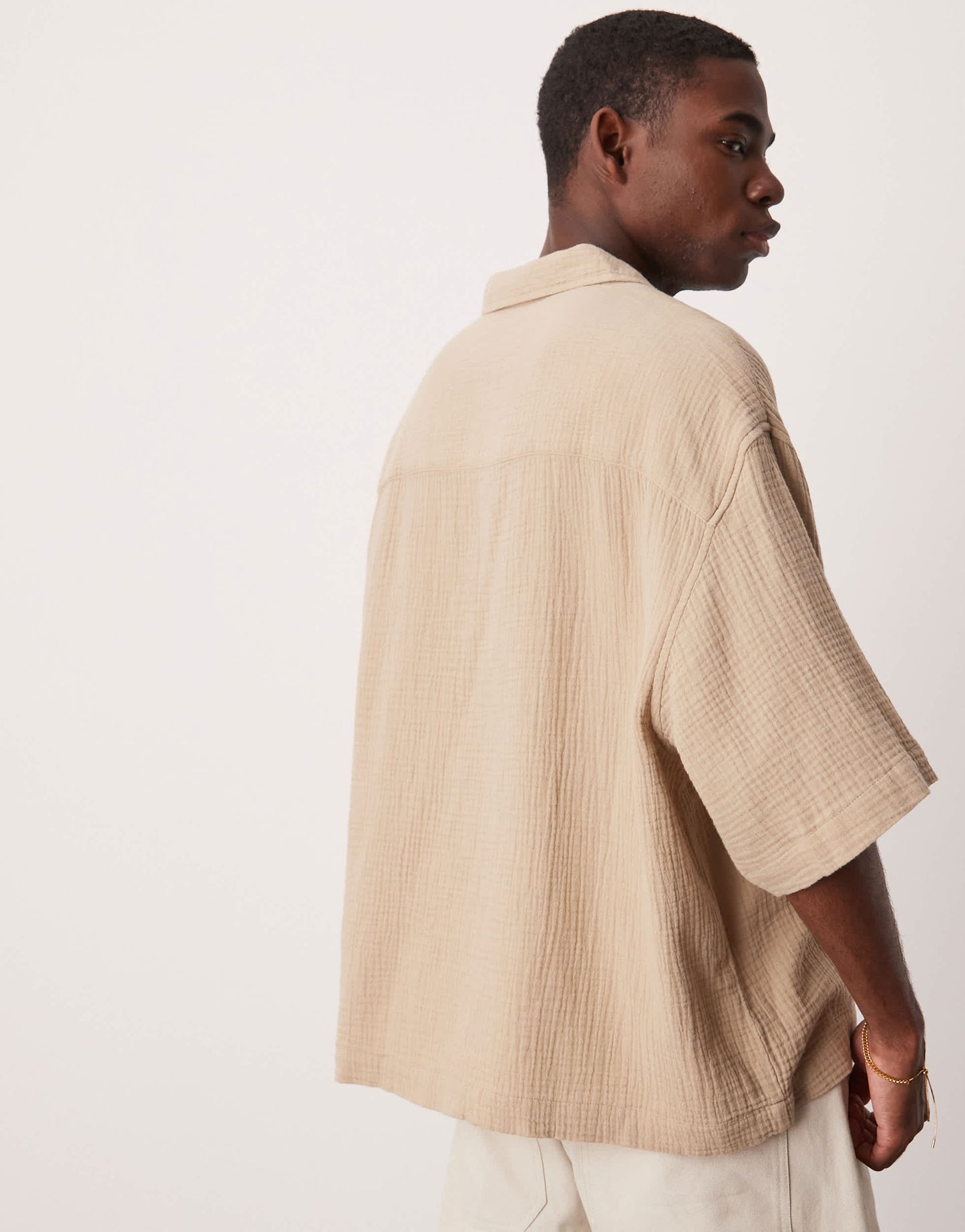 ASOS DESIGN oversized overhead boxy shirt in beige