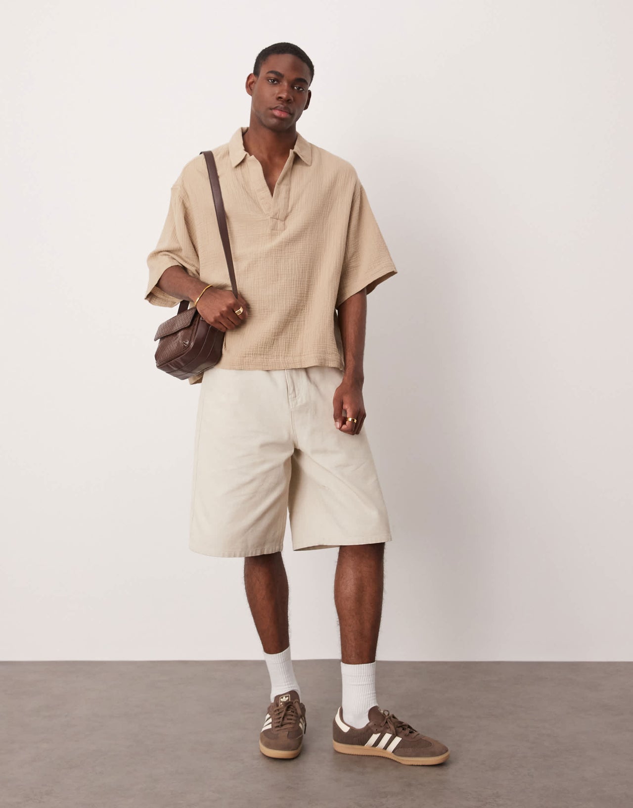 ASOS DESIGN oversized overhead boxy shirt in beige