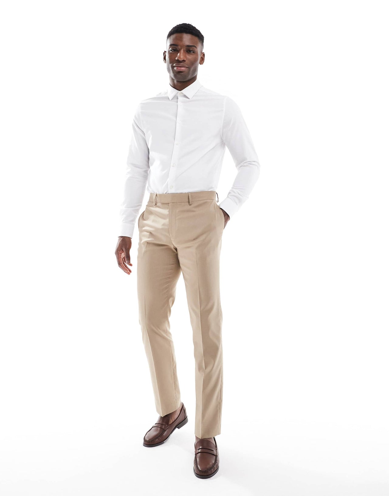 ASOS DESIGN formal textured regular shirt in white