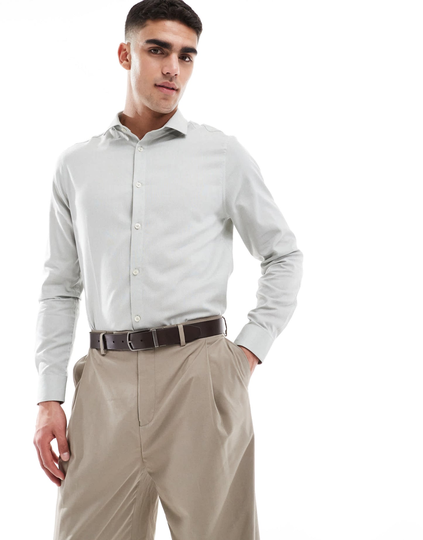 ASOS DESIGN formal easy iron regular shirt in sage green
