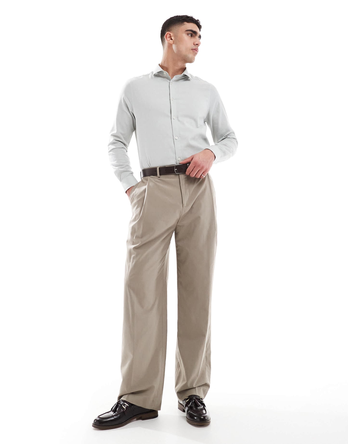 ASOS DESIGN formal easy iron regular shirt in sage green