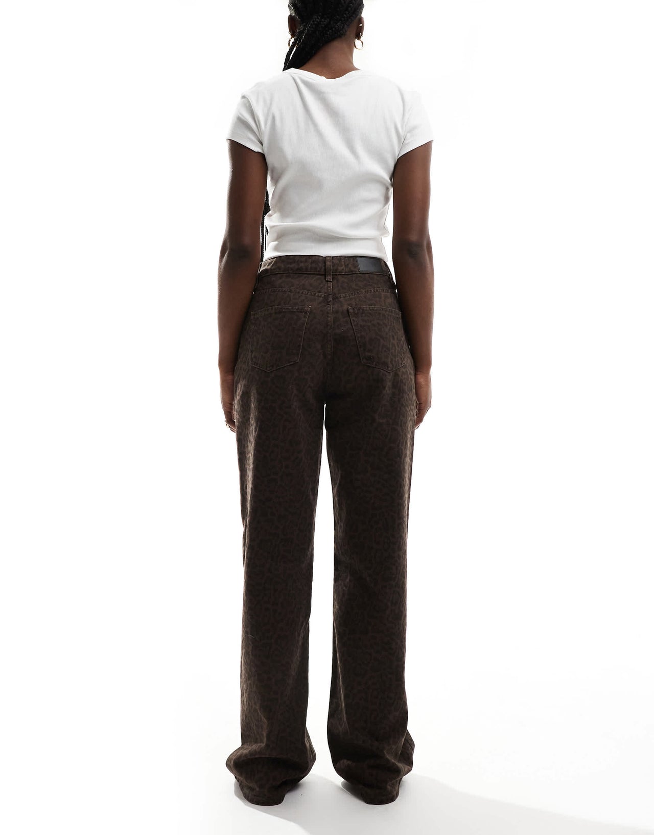 Stradivarius straight leg jean in dark wash leopard
