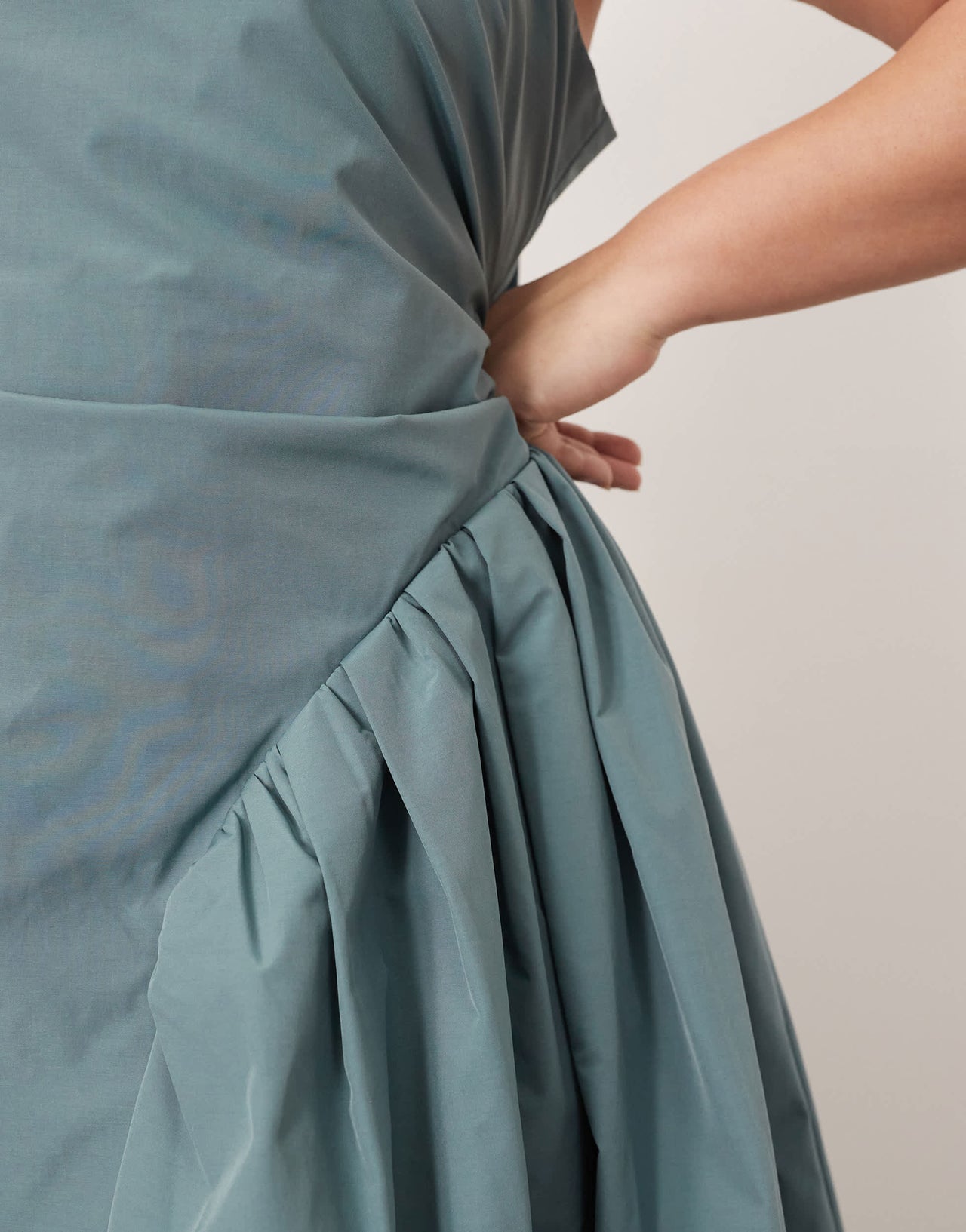 ARRANGE Curve strappy ruched bodice full skirt maxi dress in dusky blue