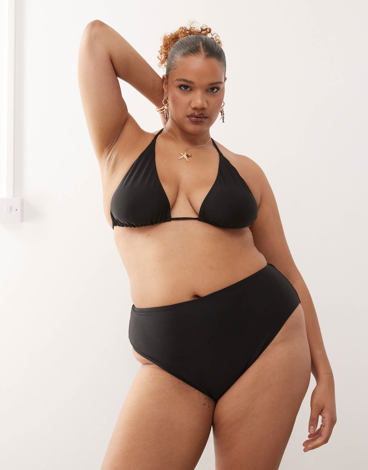 COLLUSION curve mix and match high waisted bikini bottom in black