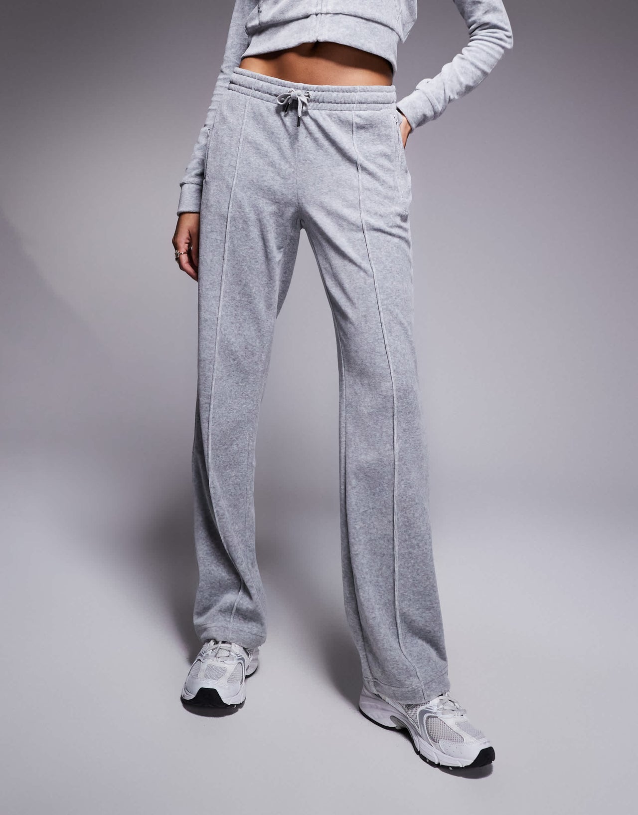 Juicy Couture diamante logo velour joggers co-ord in grey