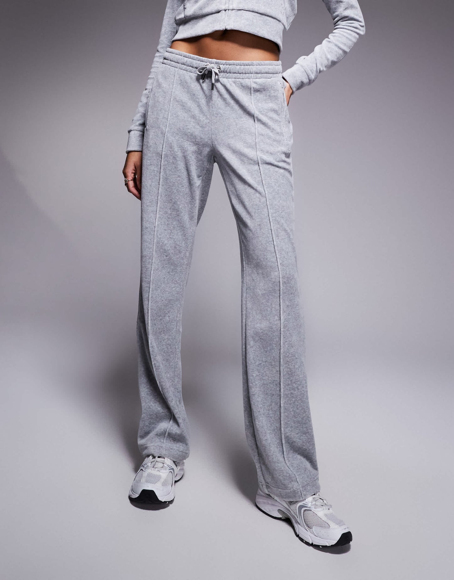 Juicy Couture diamante logo velour joggers co-ord in grey