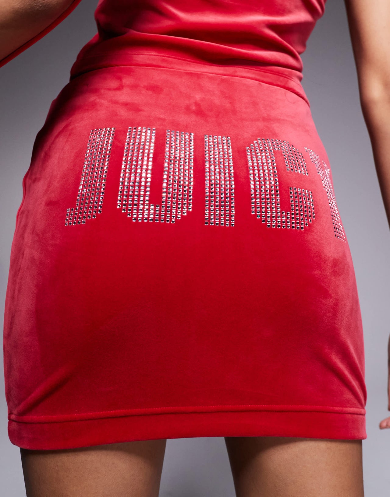 Juicy Couture diamante logo tube skirt co-ord in red