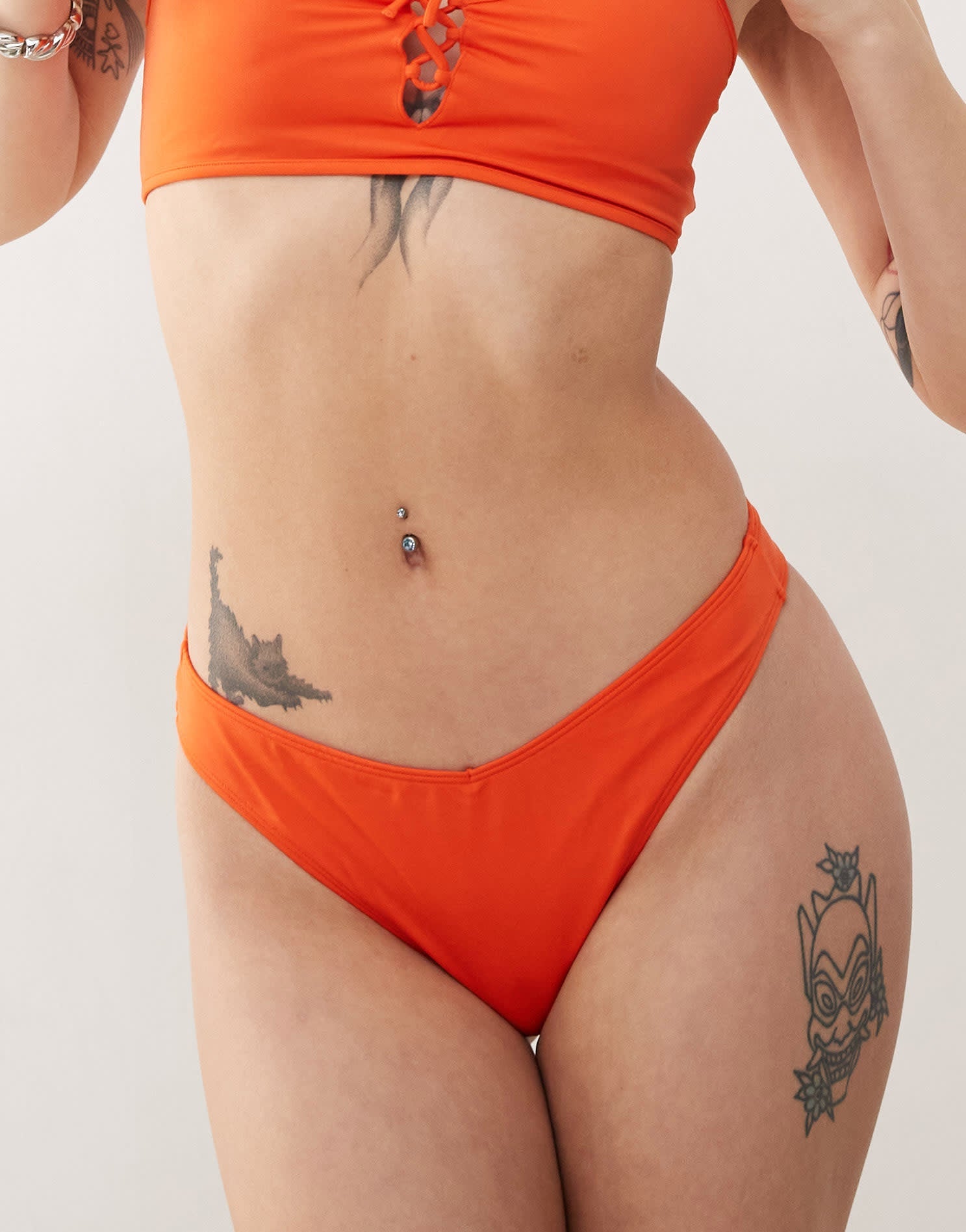 Monki mix and match triangle bikini brief in peach