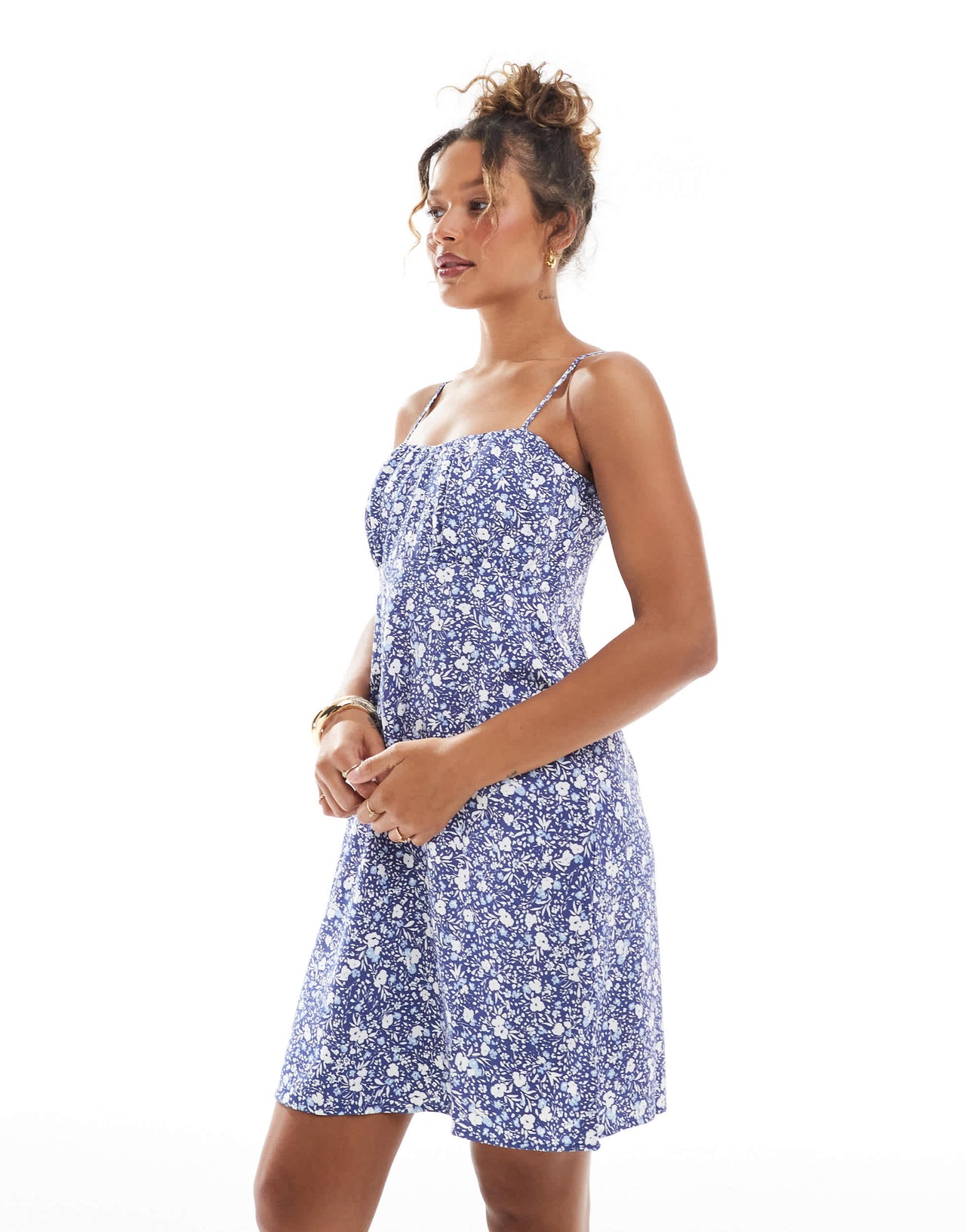 ONLY cami mini dress in blue ditsy print