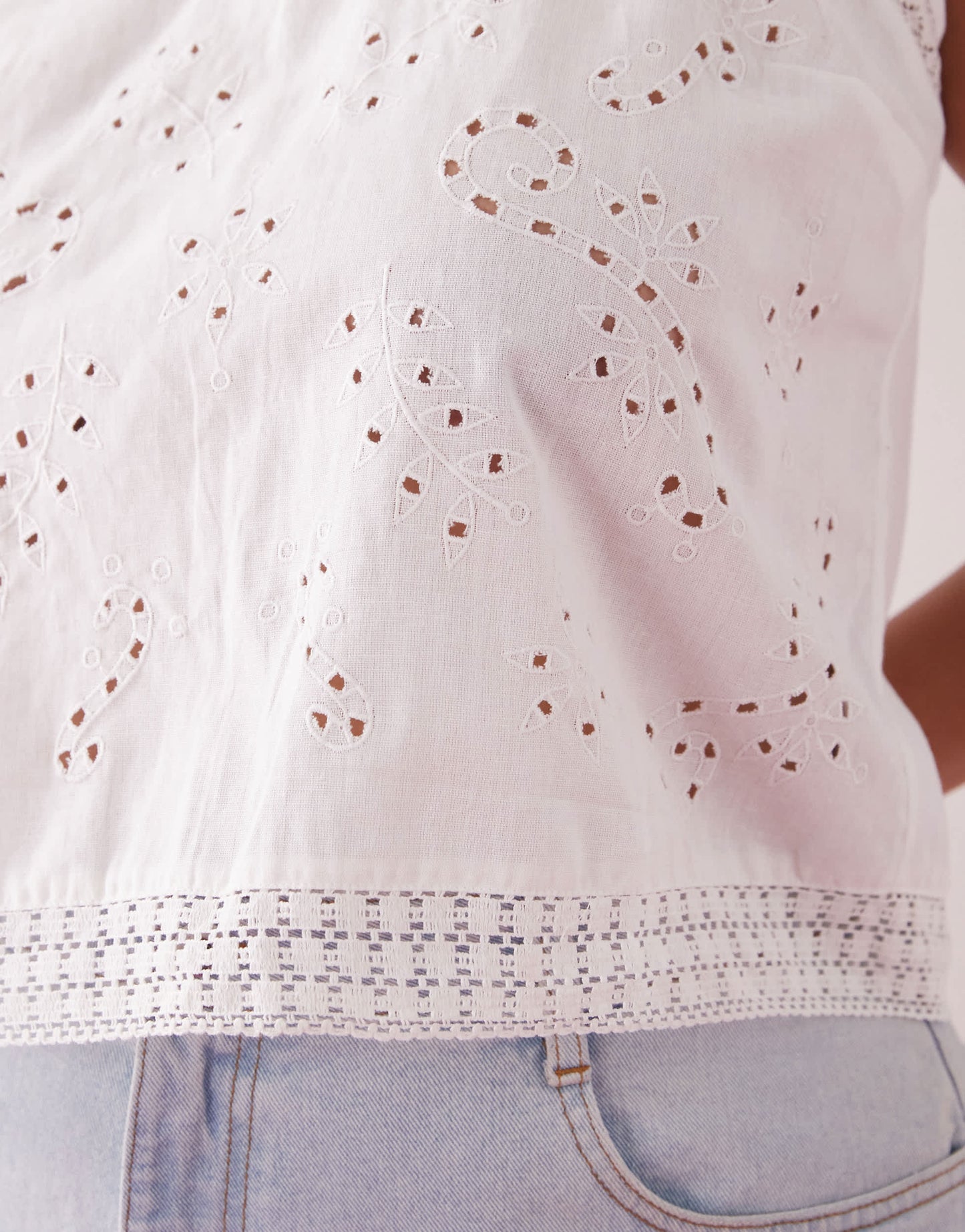 COLLUSION Plus open back crochet patch work cami top in white