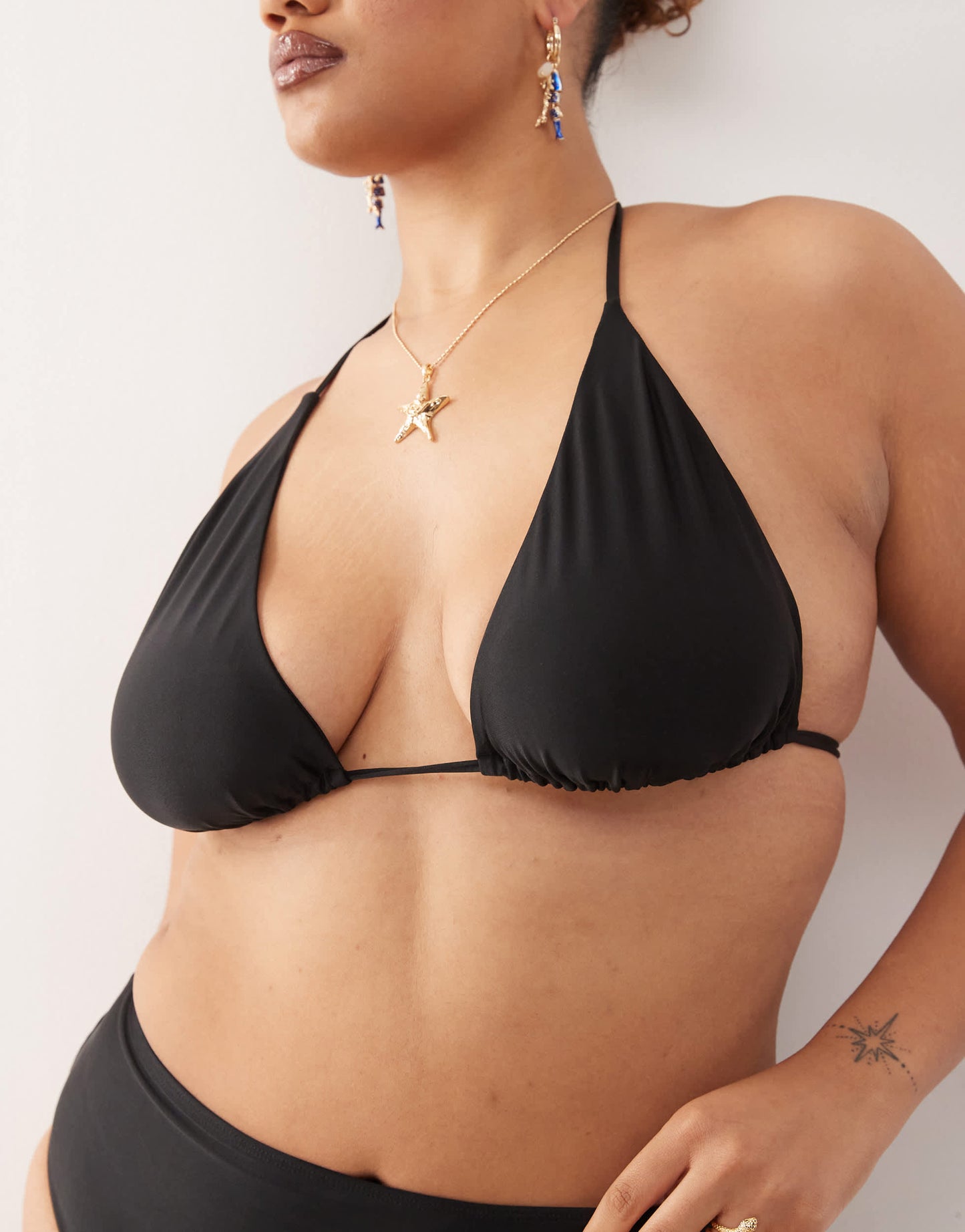 COLLUSION curve mix and match triangle bikini top in black