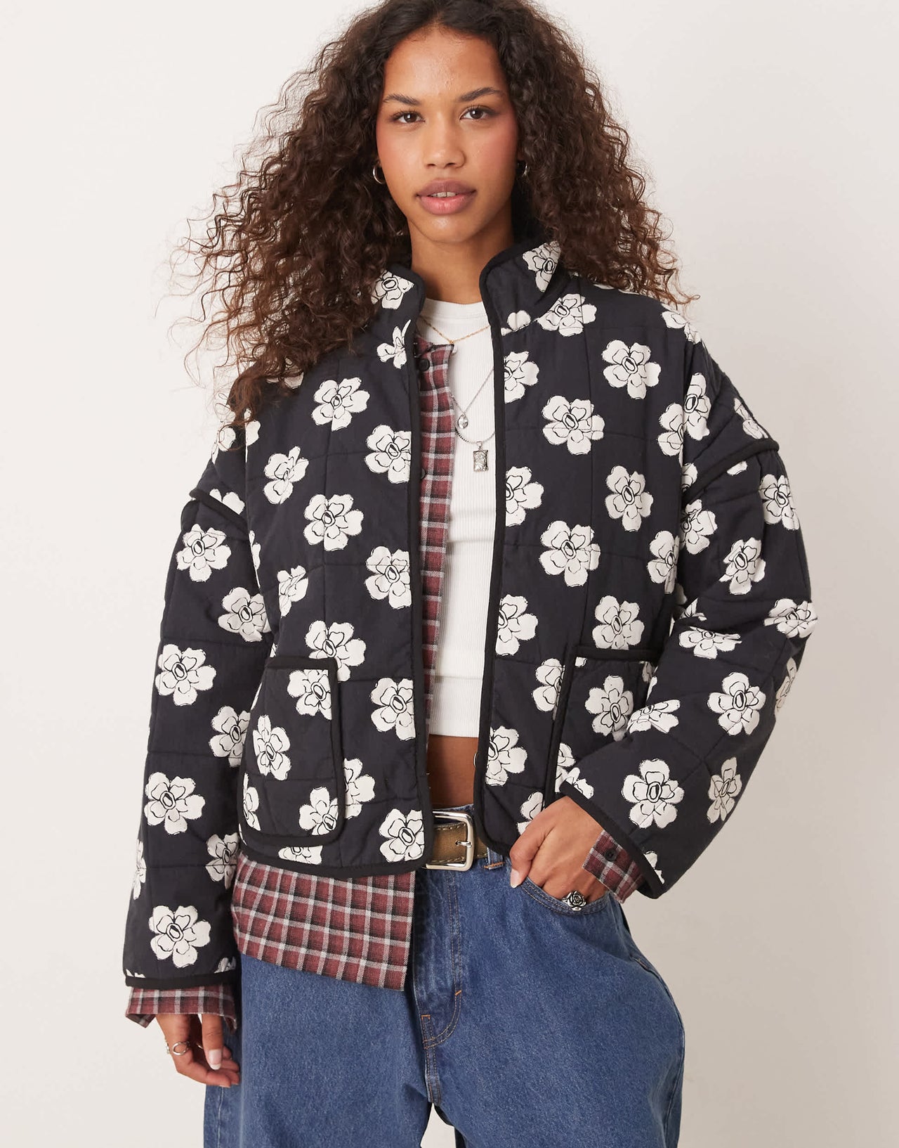Free People chloe floral print padded jacket in night blooms
