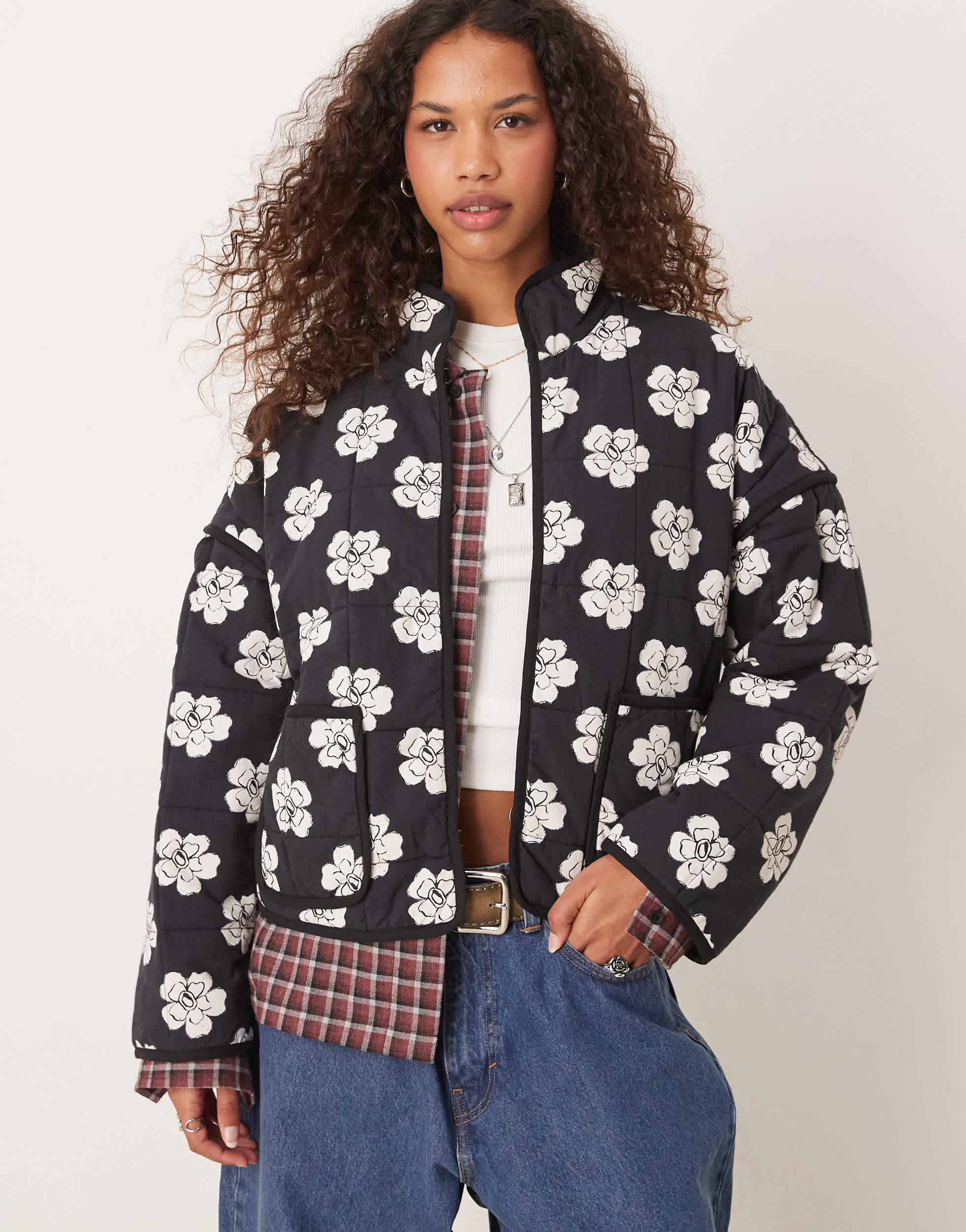 Free People chloe floral print padded jacket in night blooms